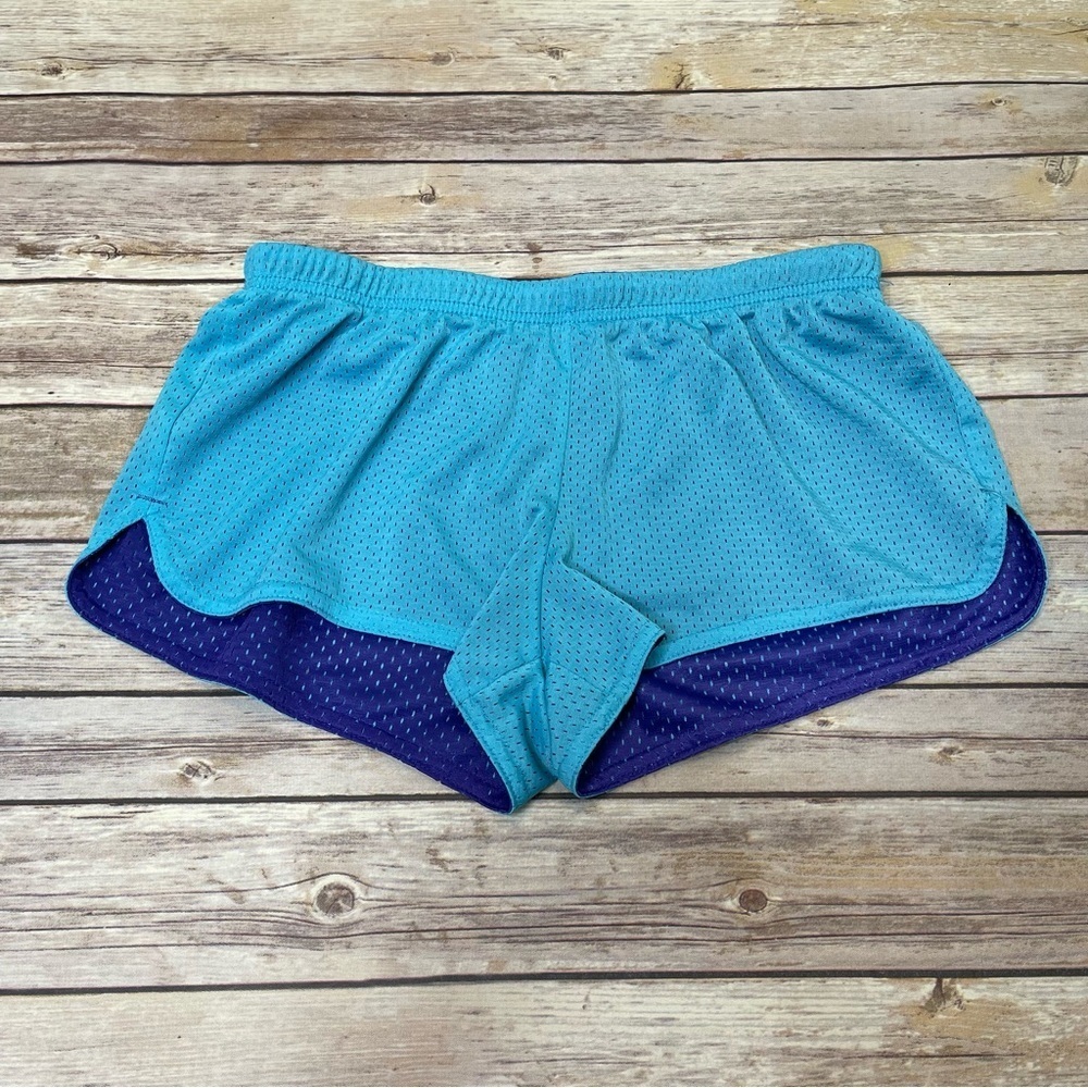 Unbranded Juniors Aqua and Purple Reversible Mesh Athleisure Shorts (No Size)